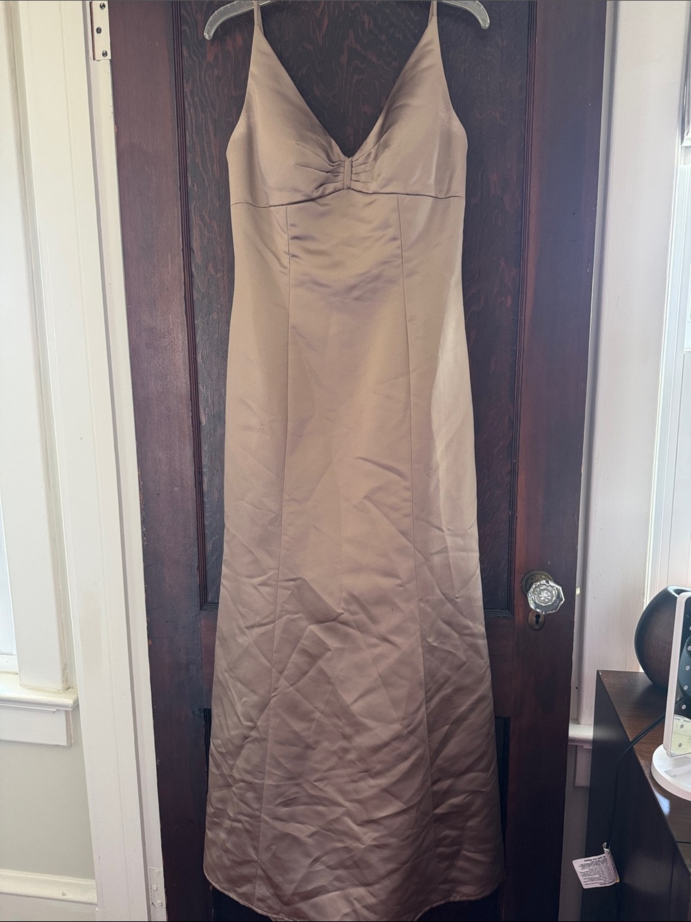 Bill Levkoff Champagne Satin Maxi Slip Dress